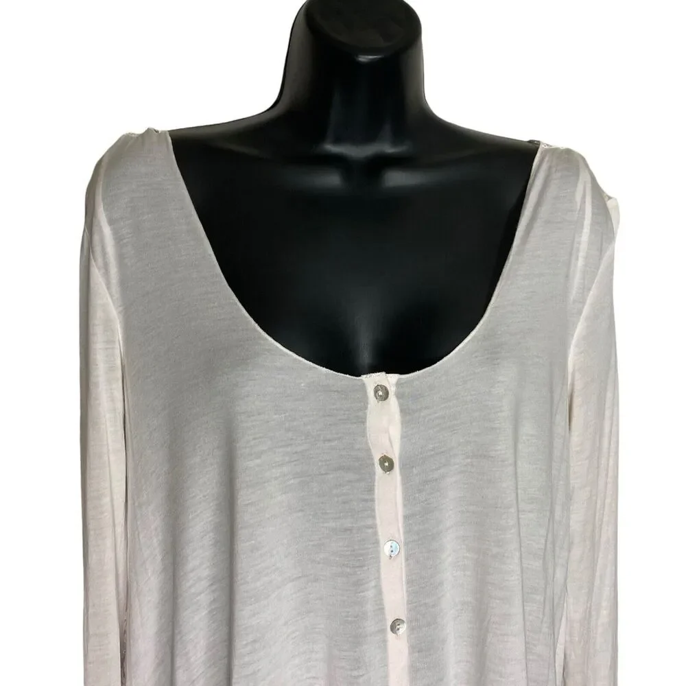 Free People Blouse Top Womens Small Light Pink Lace Open Back Coquette Romantic